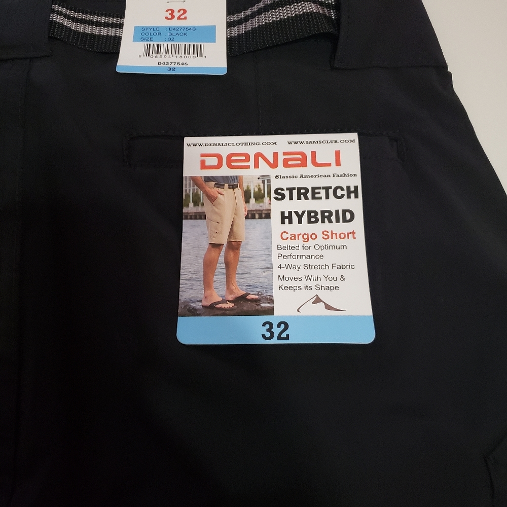 Denali Men's black Belted  Hybrid Cargo Short - Picture 3 of 3